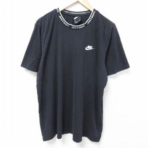 XL/古着 ナイキ NIKE 半袖 ブランド Tシャツ メンズ JUST DO IT コットン クルーネック 黒 ブラック 24may27 中古