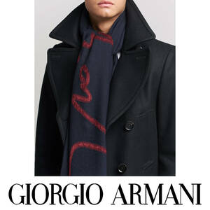 定価10万 超定番の使いやすさ！！ ジョルジオアルマーニ コレクションモデル ネイビーカラー GIORGIO ARMANI マフラー スカーフ ストール