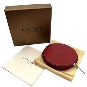 LOEWE ロエベ アナグラム ラウンド コインケース レザー ボルドー系