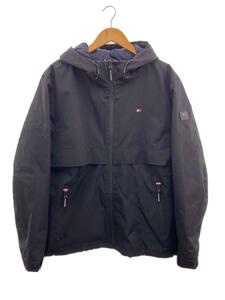 TOMMY HILFIGER◆マウンテンパーカ/L/ナイロン/BLK/無地