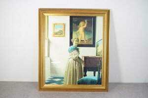 [NZ][E4315716] 希少 フェルメール ヴァージナルの前に立つ女 画 絵画 A Young Woman Standing at a Virginal 寸法約:72.5x62x4.5(cm)