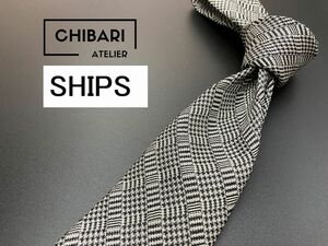 【美品】SHIPS　シップス　チェック柄　ネクタイ　3本以上送料無料　グレイ　0505097