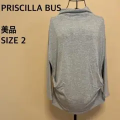 【美品】PRISCILLA BUS/グレーハイネックロンT/長袖/無地