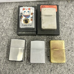 H067 まとめ ▲ Zippo ジッポー オイルライター 5点セット 招き猫 ウィンディ シルバー ゴールド 他 喫煙具 4点火花あり