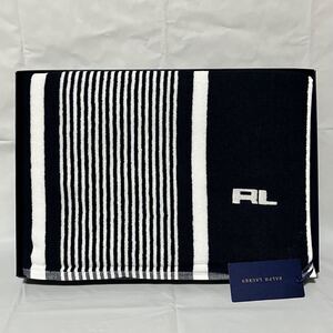 美品未使用タグ付き　Ralph Lauren ラルフローレン　アトランティックストライプハーフタオルケット　140×100cm ネイビー