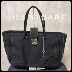 JILL STUART トートバッグ  キャンバス 大きめ  鍵付 ネイビー ◆