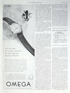 稀少・時計広告！1951年オメガ 時計広告/Omega Seamaster/Automatic Watch/Y