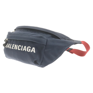 BALENCIAGA バレンシアガ WHEEL BELT PACK フロントロゴプリント ショルダーバッグ 533009 ネイビー