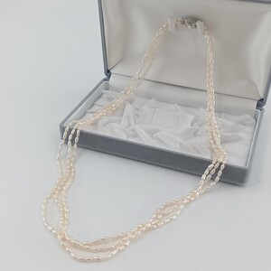 【美品 最高級◎】タサキ 田崎 TASAKI アコヤ あこや パール ネックレス 真珠 3連 ケシ ベビー セミロング 白 ホワイト 62cm SILVER刻印