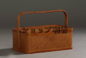 超美品★手作り自然竹バスケット　収納バッグ普段使い 収納しやすい良品　茶色