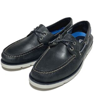 訳未使用 SPERRY TOP-SIDER LEEWARD 2-EYE スペリー トップサイダー レザー デッキシューズ US:7.5 CM:25.5 ネイビー系 スリッポン