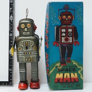 S.Y【MECHANICAL WALKING SPACE MANメカニカル ウォーキング スペース マン右足交換】ブリキ製ゼンマイ歩行ロボット米屋【箱はコピー】0543