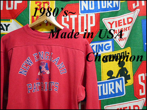 ★NFLチームの1枚★Made in USA製アメリカ製ChampionチャンピオンビンテージフットボールTシャツ80s80年代トリコタグコットン100%綿100%L赤