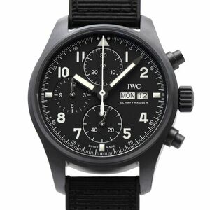 [3年保証] IWC メンズ パイロットウォッチ クロノグラフ トリビュートトゥ3705 限定 IW387905 ブラック 自動巻き 腕時計 中古 送料無料