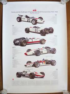 コレクションホールポスター　ホンダ第1期F1/世界グランプリ挑戦の軌跡　RA272～RA302 第１期６台のイラストポスター 未使用 美品