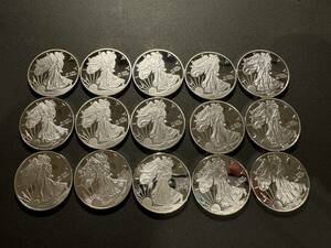 アメリカ 1ドル銀貨 ウォーキングリバティ 1 OZ・FINE SILVER ONE DOLLAR　15枚