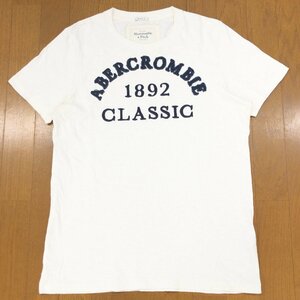 Abercrombie&Fitch アバクロンビー&フィッチ ロゴデザイン コットン Tシャツ L 白 ホワイト 半袖 アメカジ 古着 国内正規品 メンズ 紳士