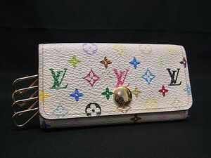 1円 LOUIS VUITTON ルイヴィトン M60043 モノグラムマルチカラー ミュルティクレ4 4連 キーケース 鍵入れ アイボリー系 FA7726