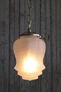 アンティーク　小型カスリガラス吊り下げランプ [alm-434]コレクションアメリカライトUSA灯ペンダントハンギングビンテージ