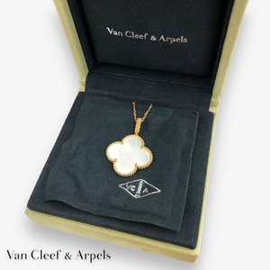 【ITQWV7V10O9Y】美品 ヴァンクリーフ＆アーペル Van Cleef & Arpels マジックアルハンブラ ロング ネックレス 1モチーフ シェル K18YG