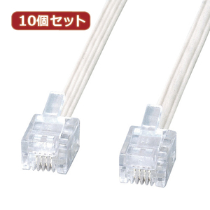 10個セット サンワサプライ エコロジー電話ケーブル TEL-E4-5N2 TEL-E4-5N2X10 /l