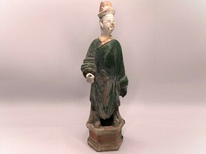 【明朝三彩加彩文人俑】　出土副葬品　高43.5ｃｍ　　　　　O0205G