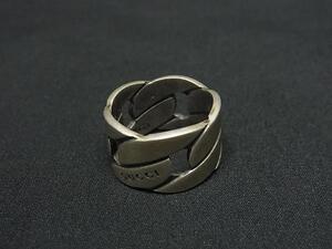 1円 GUCCI グッチ SV925 チェーンモチーフ リング 指輪 アクセサリー 表記サイズ 10 (約9号) シルバー系 FJ1150