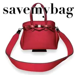 savemybag 2wayハンドバッグ　ショルダーバッグ　レッド　リボン　肩掛