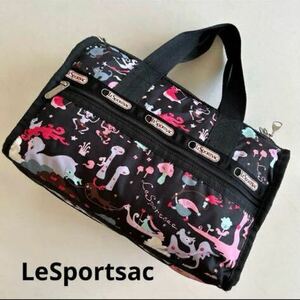 LeSportsac レスポートサック ミニ　ボストンバッグ　鍵付　黒