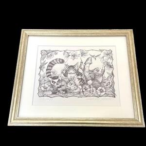 美品　ダヤン　池田あきこ　105/200　額入り　サイン入り　絵画