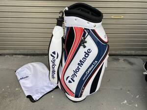 ５７　程度良し　TaylorMade Carlsbad CA　キャディバッグ　白×紺×赤　キャディバッグ　ゴルフ