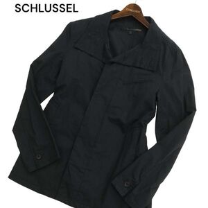 SCHLUSSEL シュリセル 通年 比翼★ スタンドカラー スリム ジャケット Sz.2　メンズ 黒　C4T01066_2#O