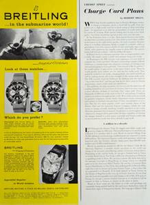 稀少！1959年ブライトリング 時計広告/Breitling SuperOcean/TransOcean/Watch/ダイバー/W