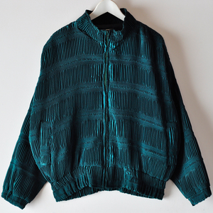 80s jackets by design プリーツ ブルゾン ジャケット ワイドシルエット 緑 / ヴィンテージ イッセイミヤケ ISSEY MIYAKE ナイロン ドメス