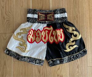 タイ お土産 Thai Boxing ムエタイ パンツ L キックボクシング 白黒赤金ゴールド コスプレ 忘年会ステージ衣装