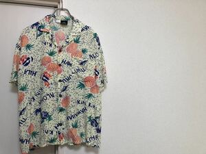 【送料込み】80sヴィンテージKennington ケニントン パイナップル柄アロハシャツsize M