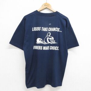 XL/古着 フルーツオブザルーム 半袖 ビンテージ Tシャツ メンズ 90s スイミング セントジョセフカレッジ クルーネック 濃紺 ネイビー 24jul