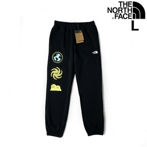 1円～!売切!【正規新品】THE NORTH FACE◆HALF DOME SWEATPANT ジョガーパンツ US限定 グラフィック ロゴ刺繍 裏起毛(L)黒 190110-30