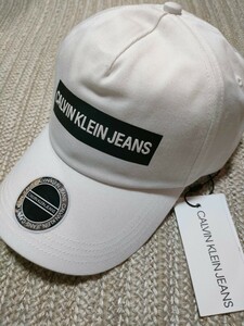 新品 未使用 CALVIN KLEIN JEANS カルバンクライン ジーンズ コットン キャップ ホワイト 白 フリーサイズ 帽子