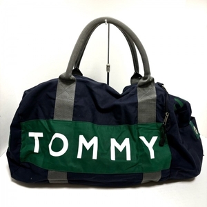 トミーヒルフィガー TOMMY HILFIGER ボストンバッグ - コットン ネイビー×グリーン×ダークグレー 本体ロックなし バッグ