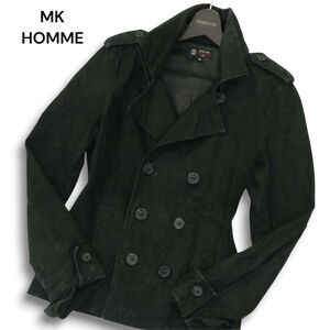 MK HOMME ミッシェルクラン オム 秋冬 【本革 リアル スウェード レザー】 ショート トレンチ ジャケット Sz.46　メンズ 黒　A4T12205_B#N