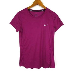 ナイキ NIKE RUNNING カットソー Tシャツ ロゴ プリント ドライフィット 半袖 S ワインレッド スポーツウエア 国内正規品 レディース