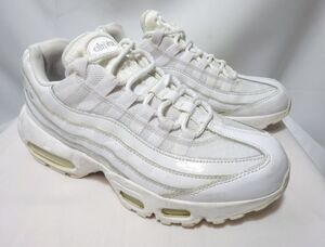 19年製 NIKE WMNS AIR MAX 95 TRIPLE WHITE 24.5cm ナイキ ウィメンズ エア マックス 95 トリプル ホワイト 白 パテントレザー