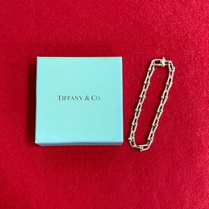 極 美品 レア TIFFANY&Co. ティファニー ハードウエア スモールリンク シルバー925 チェーン ブレスレット バングル シルバー 60438