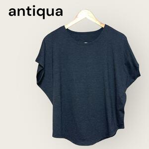 antiqua アンティカ 半袖　カットソー　黒×グレー　ボーダー　M