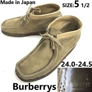 日本製/Vintage★バーバリー/Burberrys★本革/スエードレザー/ワラビー/デザートブーツ【5.5/24.0-24.5/ベージュ系】Leather◆pWB88-31