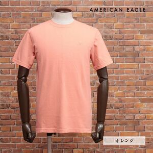 AMERICAN EAGLE/Lサイズ/定番Tシャツ 1164-1542 ジャージー伸縮 無地 イーグル刺繍 クルーネック 半袖 新品/オレンジ/ih163/