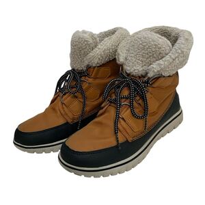 J981 SOREL ソレル COZY CARNIVAL トレッキングブーツ ボアブーツ レディース US6 23cm キャメル ブラック