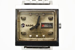 稼働品 ラドー マンハッタン デイデイト スクエア 自動巻き メンズ 腕時計 RADO