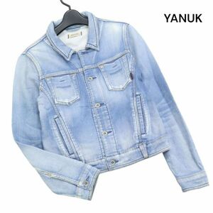 YANUK ヤヌーク 【DENIT デニット】 USED加工♪ スウェット デニム ジャケット Gジャン Sz.S　レディース 日本製 定価3.4万　K4T00132_2#O